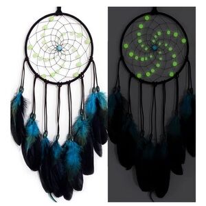 Glow in the Dark Dreamcatcher with Blue Feathers